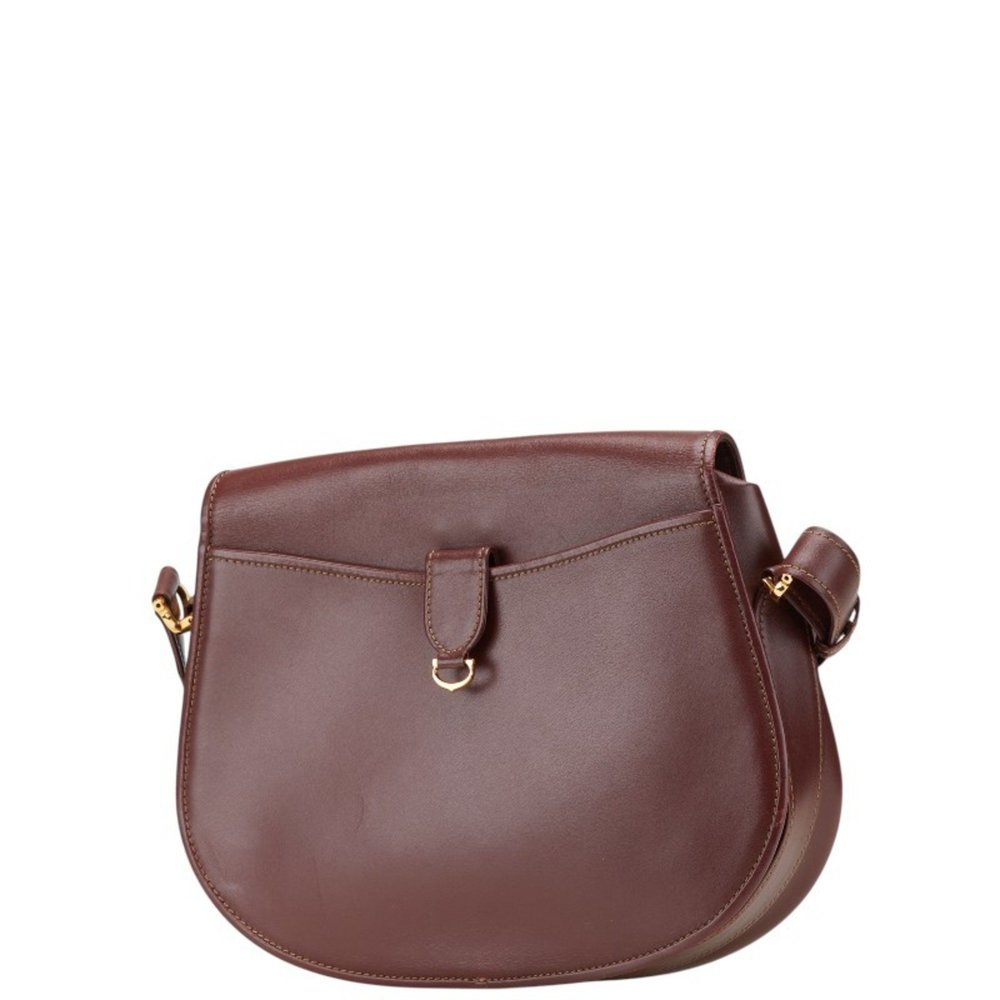 Cartier Must Line Crossbody Shoulder Bag Wine Red Bordeaux Leather Women's - Picture 2 of 10